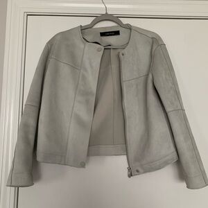 Zara Women's Light Gray Faux Suede Blazer
